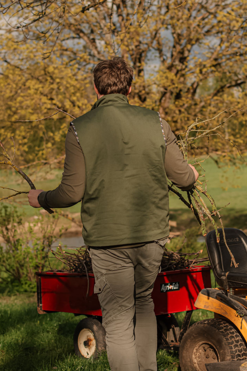 Dvipusė vyriška sodo liemenė su kišenėmis