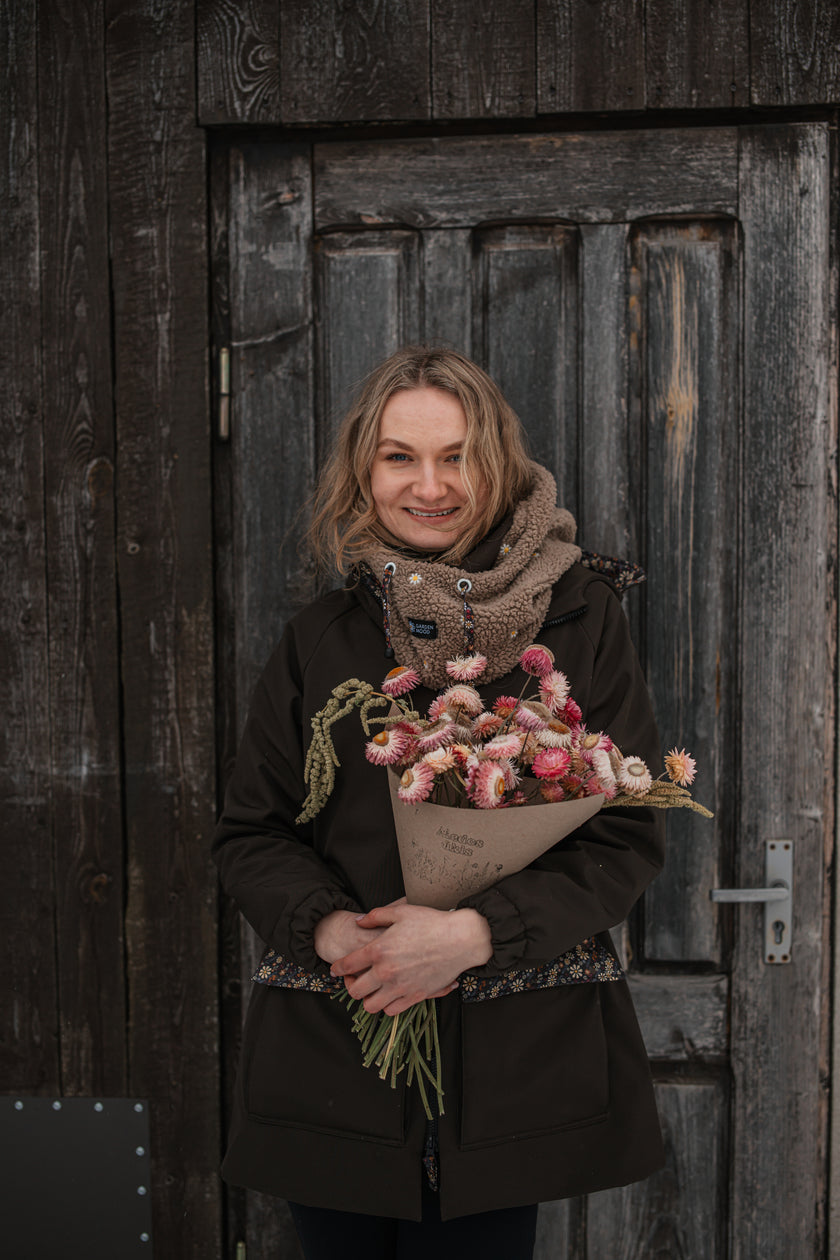 Gėlėta striukė (ruda)