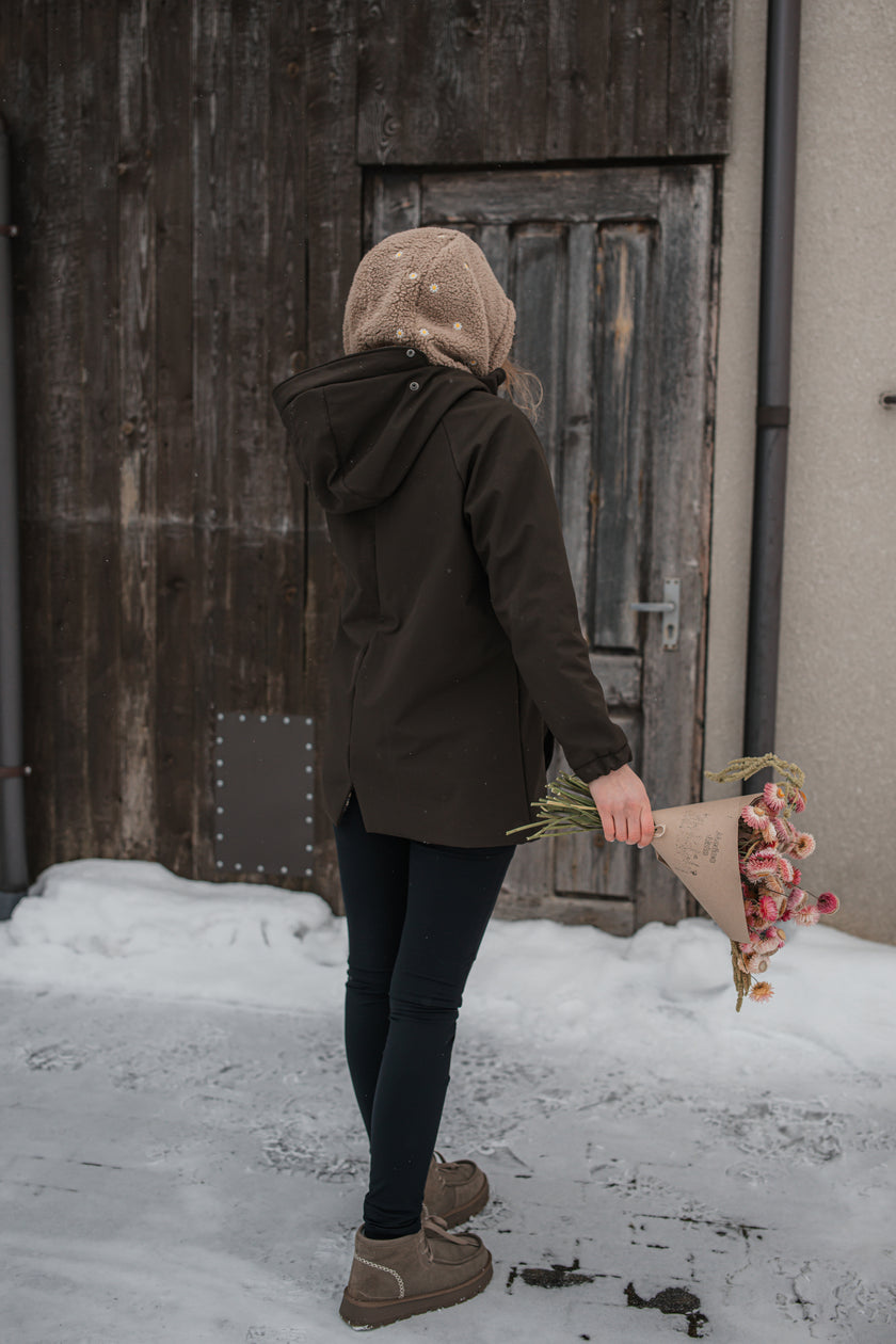 Gėlėta striukė (ruda)