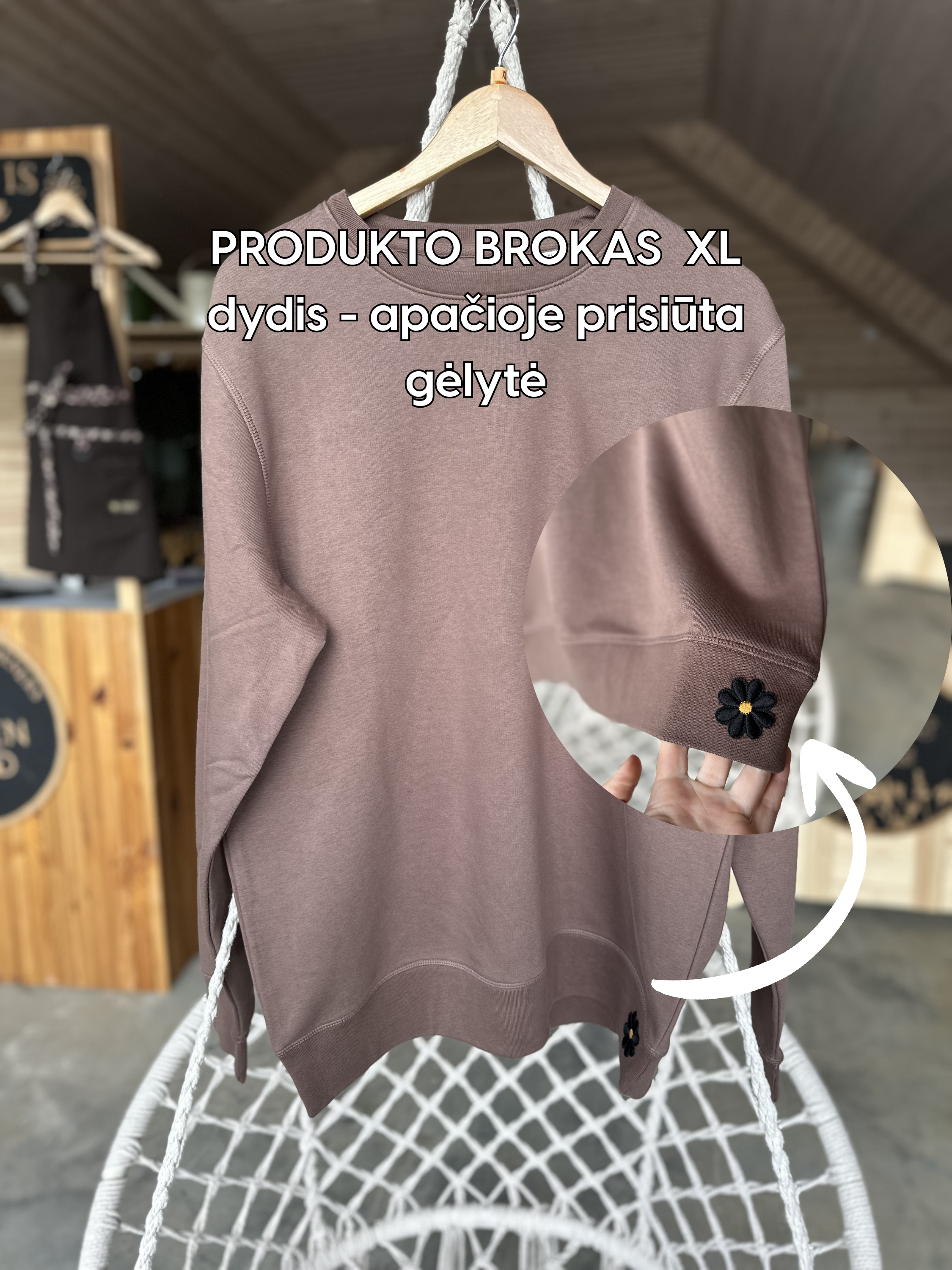 Džemperis su siuvinėjimu XL dydis - SU BROKU