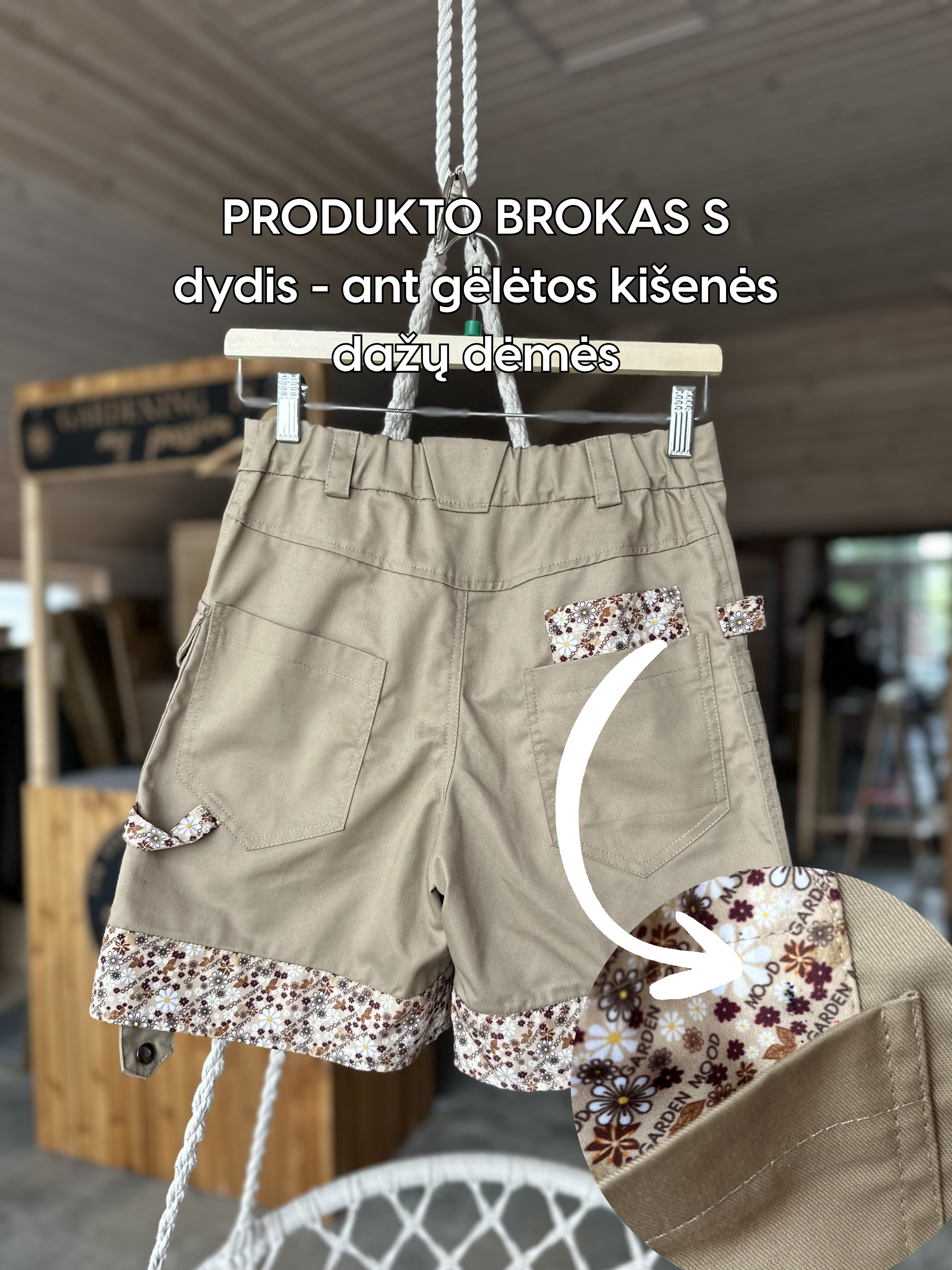 Sodo šortai (smėliniai) SU BROKU
