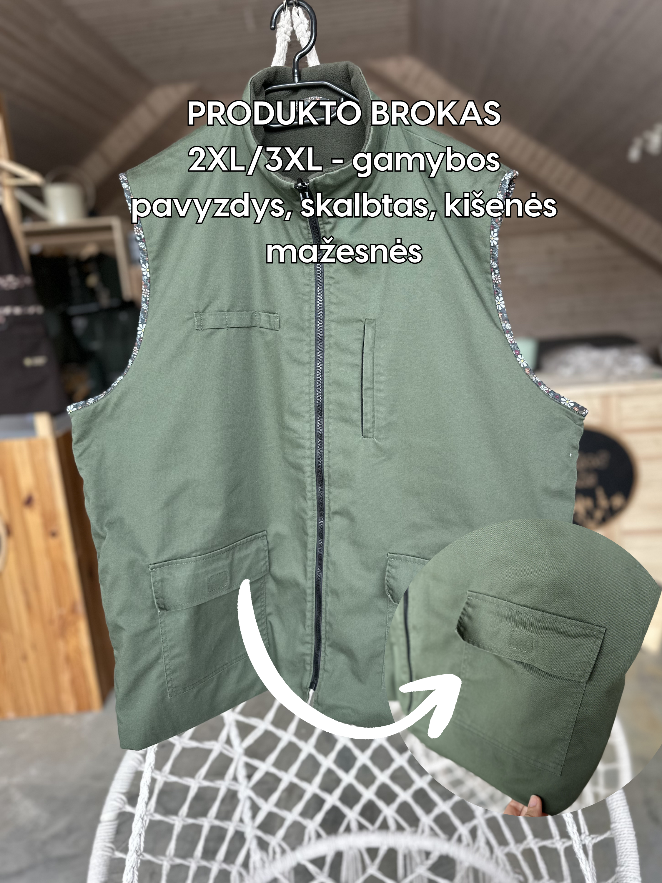 Dvipusė vyriška liemenė SU BROKU (pavyzdys) - 2XL/3XL