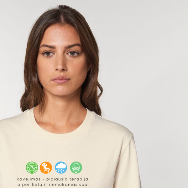Organinės medvilnės marškinėliai "Ravėjimas - geriausia terapija"