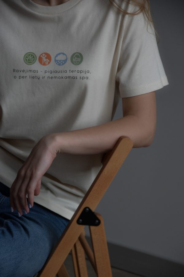 Organinės medvilnės marškinėliai "Ravėjimas - pigiausia terapija"
