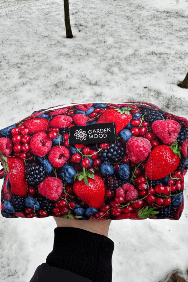 fresh makeup bag with berries
